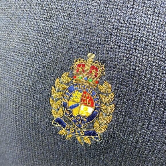 Vintage Polo Ralph Lauren Navy Cashmere Bullion Crest L/S Turtleneck Sweater - Picture 5 of 16